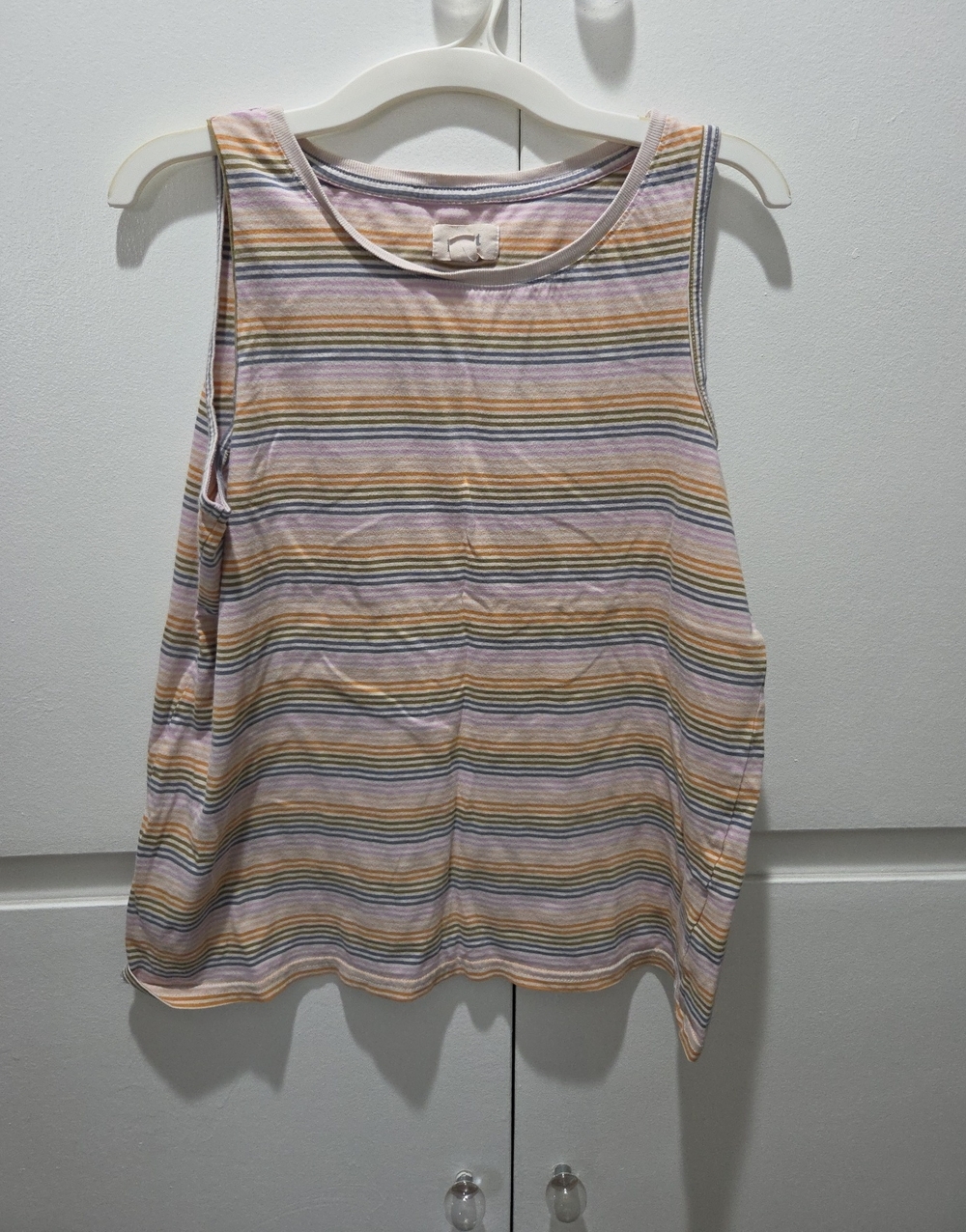 Pact Pastel Striped Tank Top in Pink, Yellow, Cream, Gray
